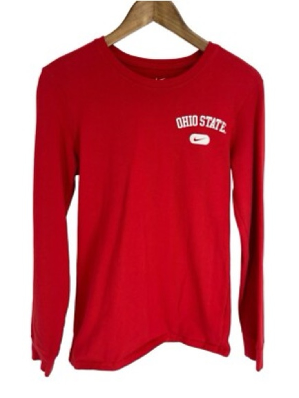 Nike Ohio State Football Red Long Sleeve T-Shirt 100% Cotton Size Small Logo